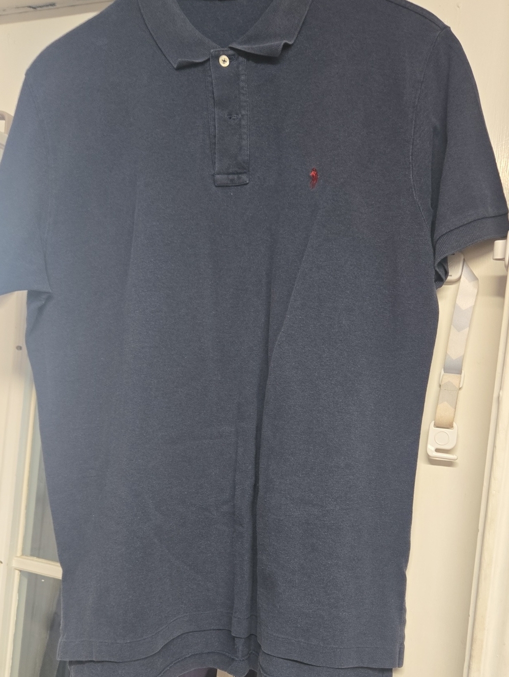 Classic Men's Navy Polo Shirt with Red Logo